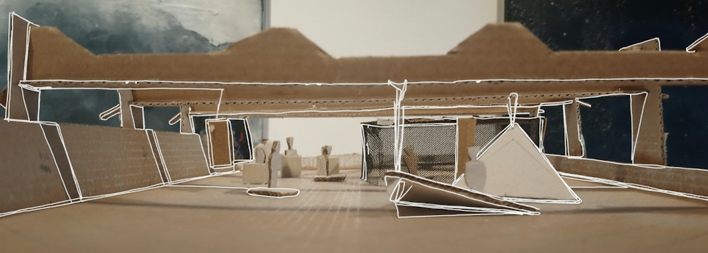 Line drawing of the exhibition model
